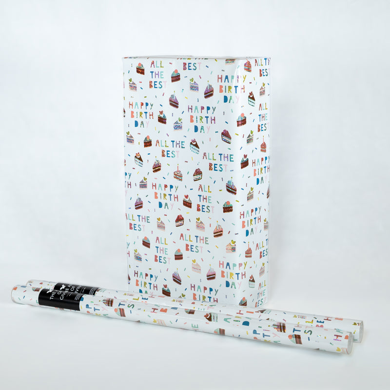 Gift wrap paper „Adriana“ 70x150cm white | Happy Birthday |